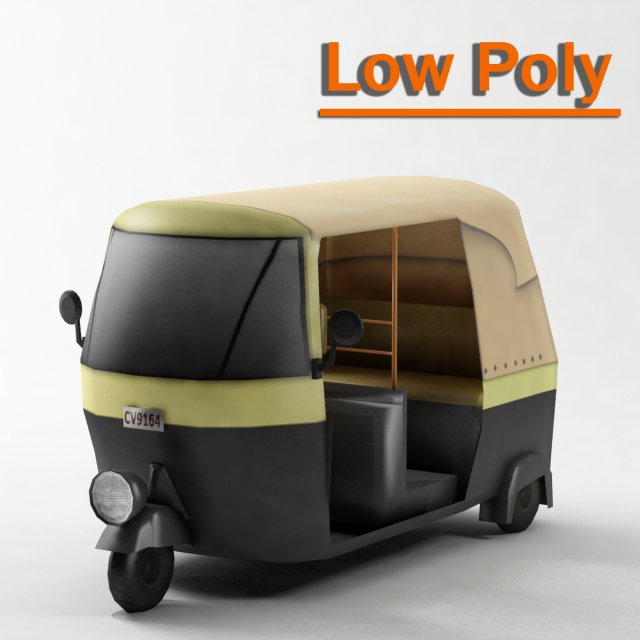 low poly tuk tuk 3D 模型 .c4d .max .obj .3ds .fbx .stl .blend 