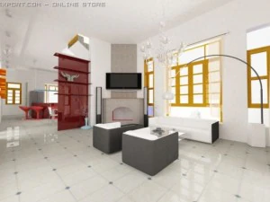 house  inside 1 floor 3D Model