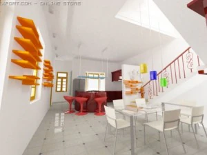 house  inside 1 floor 3D Model