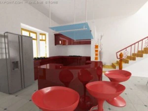house  inside 1 floor 3D Model