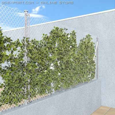 chain link fence 00 3D Model .c4d .max .obj .3ds .fbx .stl .blend