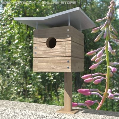 birdhouse 01 3D Model .c4d .max .obj .3ds .fbx .stl .blend 