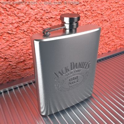 hip flask 01 3D Модель .c4d .max .obj .3ds .fbx .stl .blend 