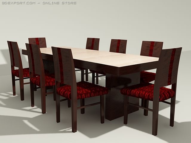 rectangle dining 3D Model .c4d .max .obj .3ds .fbx .stl .blend 