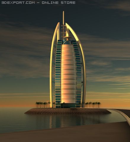 burj al arab 3D मॉडल .c4d .max .obj .3ds .fbx .stl .blend 