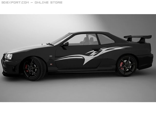 nissan skyline gtr r34 Modelo 3D .c4d .max .obj .3ds .fbx .stl .blend