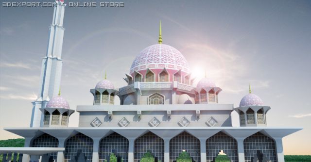 malaysian famous mosque 3D Model .c4d .max .obj .3ds .fbx .stl .blend 