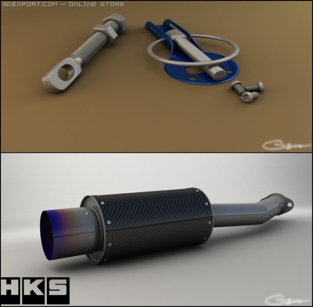 hks carbon ti and hood pins 3D 모델 .c4d .max .obj .3ds .fbx .stl .blend