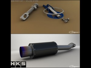 hks carbon ti and  hood pins 3D Model