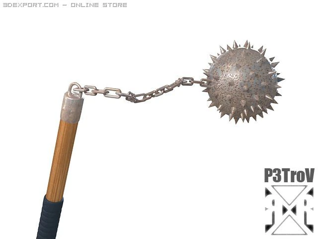 morning star   flail 3D Model .c4d .max .obj .3ds .fbx .stl .blend 