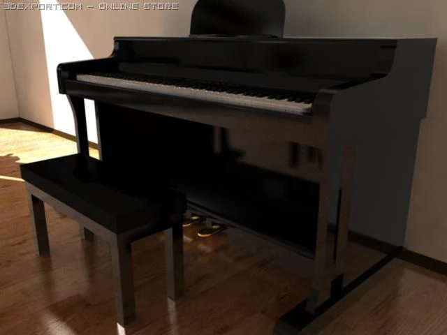 black stand up piano 3D Model .c4d .max .obj .3ds .fbx .stl .blend 