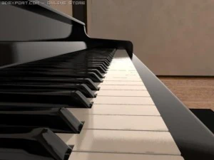 black stand up piano 3D Model