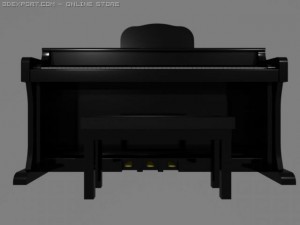 black stand up piano Modelo 3D