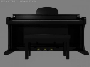 black stand up piano 3D Model