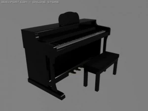 black stand up piano 3D Model