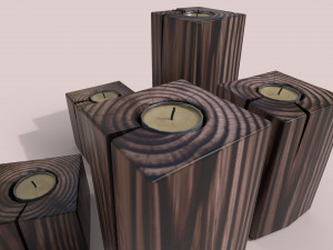 set of wooden candles 3D-Modell