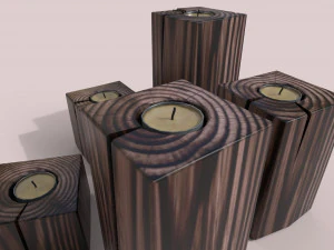 conjunto de velas de madeira Modelo 3D