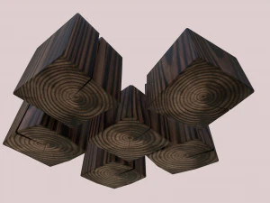 set of wooden candles 3D Model