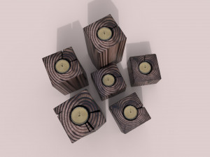 set of wooden candles Modelo 3D