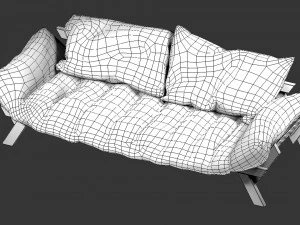 wooden couch 3D Model