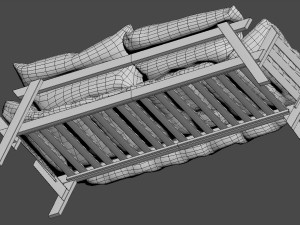 wooden couch 3D Model