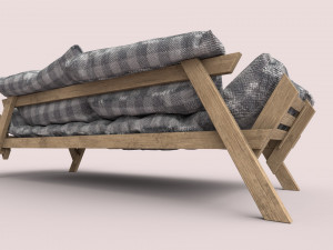 wooden couch 3D Model
