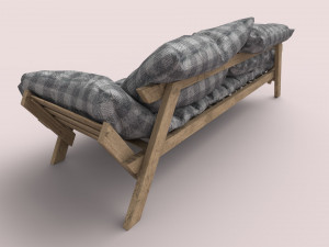 wooden couch 3D Model