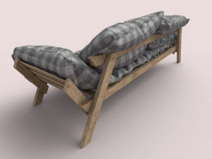 wooden couch 3D Model
