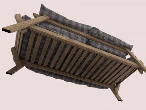 wooden couch 3D Model