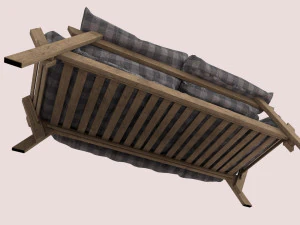 wooden couch 3D Model