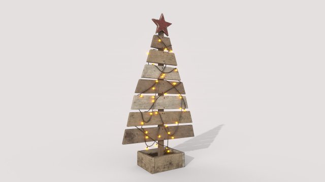 wooden christmas tree with light 3Dモデル .c4d .max .obj .3ds .fbx .stl .blend 