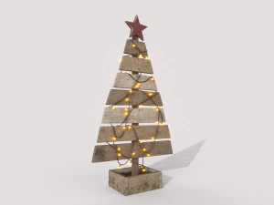 wooden christmas tree with light 3D Model