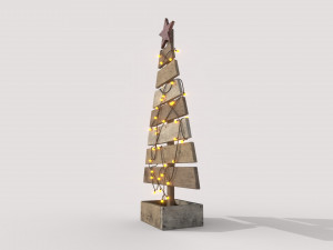 wooden christmas tree with light 3Dモデル