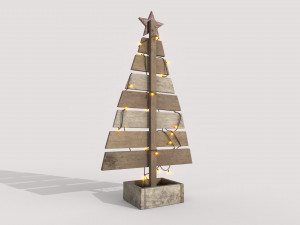 wooden christmas tree with light 3Dモデル