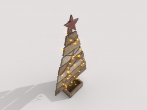 wooden christmas tree with light 3Dモデル