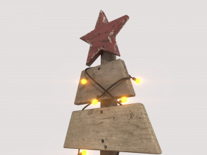 wooden christmas tree with light 3Dモデル