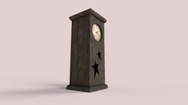 handmade wooden clock 3D मॉडल .c4d .max .obj .3ds .fbx .stl .blend 