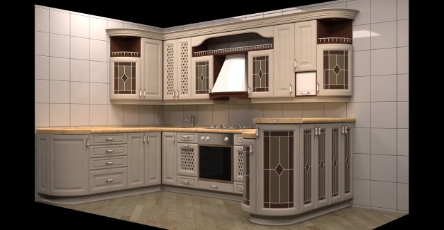 kitchen classic 3D Model .c4d .max .obj .3ds .fbx .stl .blend 