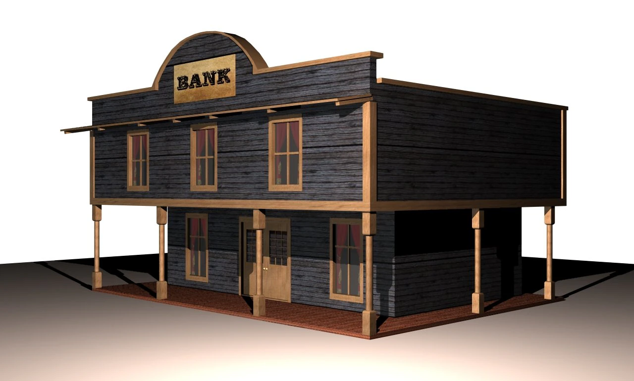 western bank 3D Model .c4d .max .obj .3ds .fbx .stl .blend 