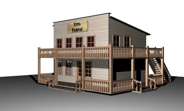 western hotel 3D Modell .c4d .max .obj .3ds .fbx .stl .blend 