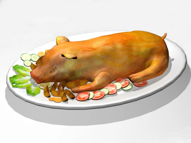 roasted pig 3D Model .c4d .max .obj .3ds .fbx .stl .blend 