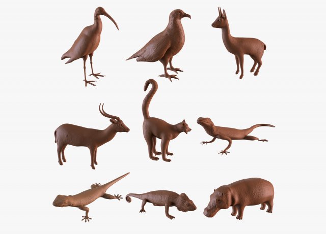 African animals bundle 3D-printmodel .c4d .max .obj .3ds .fbx .stl .blend 