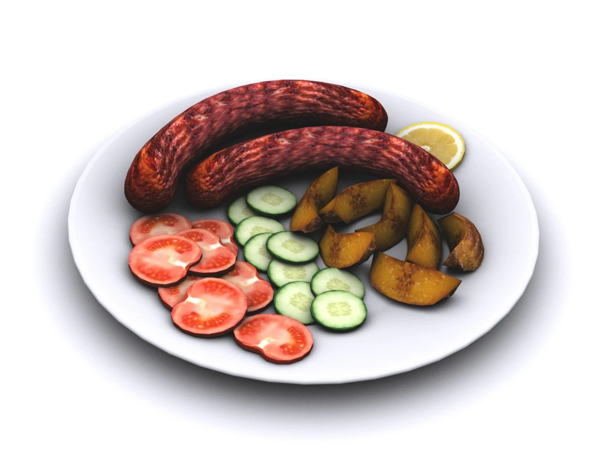 grilled sausage 3D Model .c4d .max .obj .3ds .fbx .stl .blend 