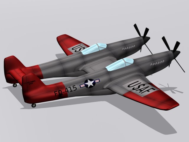 north american f82 twin mustang 3D Model .c4d .max .obj .3ds .fbx .stl .blend 