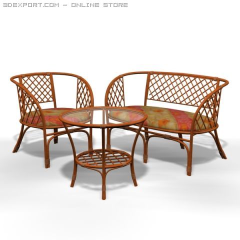 rattan furniture 3D मॉडल .c4d .max .obj .3ds .fbx .stl .blend