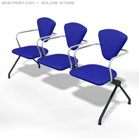 waiting room 3 seater 3D Model .c4d .max .obj .3ds .fbx .stl .blend 