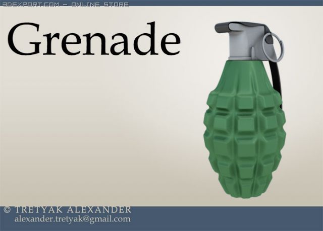 hand grenade 3D 모델 .c4d .max .obj .3ds .fbx .stl .blend 