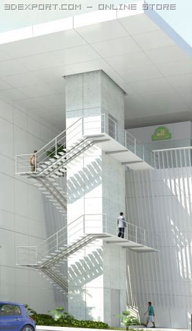 stair steel 3D Model .c4d .max .obj .3ds .fbx .stl .blend 