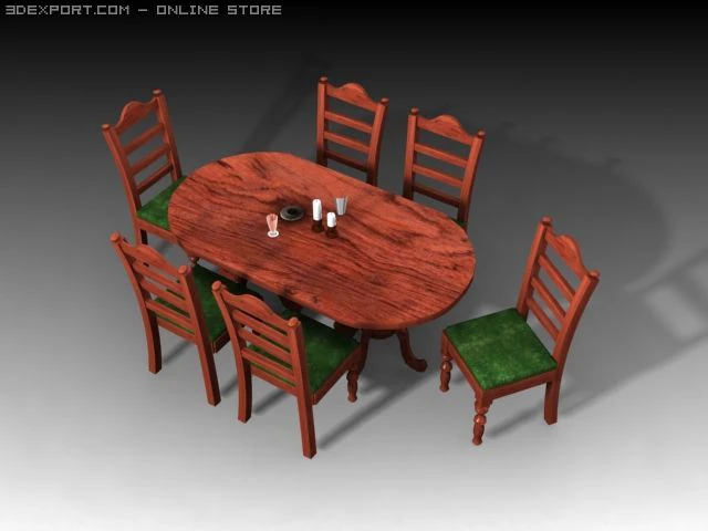 table &agrave; manger Modèle 3D .c4d .max .obj .3ds .fbx .stl .blend 