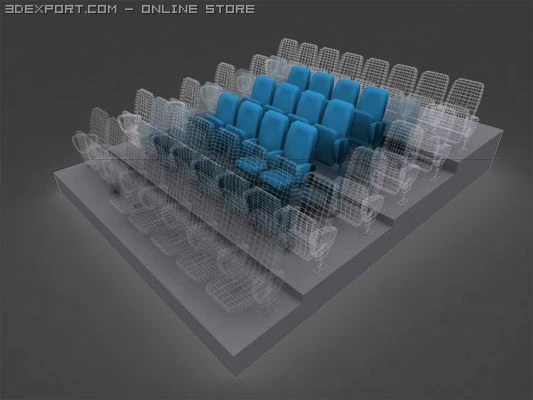 cinema chair 3D Model .c4d .max .obj .3ds .fbx .stl .blend 